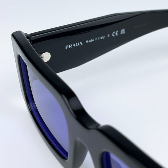 NEW Prada PR06YS 02Z01O Black Blue Rectangle Unisex Sunglasses main image 4